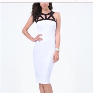 New Bebe white midi dress